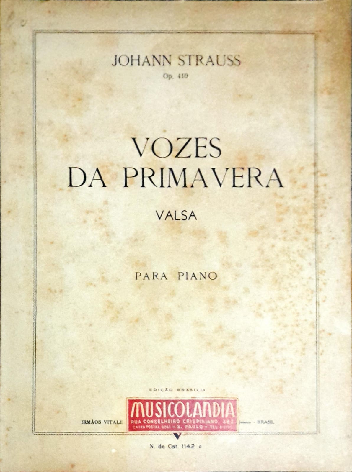 Partitura Vozes Da Primavera Para Piano Johann Strauss Higino Cultural