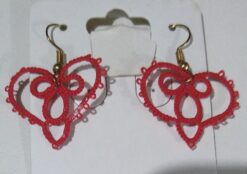 Brinco Renda Frivolite Modelo C60 Cor Vermelho 3.5x3cm