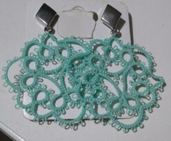 Brinco Renda Frivolite Modelo D15 Cor Verde 6.5x 4.5cm