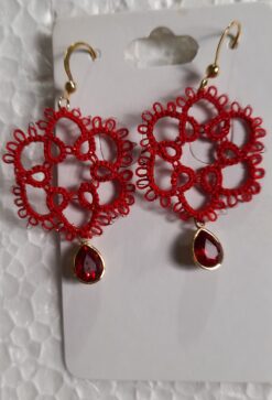 Brinco Frivolite Mod. CF41 Base Banhado À Ouro 18k Vermelho