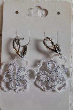 Brinco Frivolite Mod. CF2 Base Banhado À Ouro 18k Branco