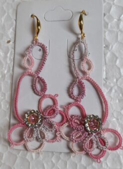 Brinco Frivolite Mod. CF52 Base Banhado À Ouro 18k Rosa Mesclado
