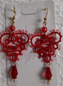 Brinco Frivolite Mod. CF53 Base Banhado À Ouro 18k Vermelho