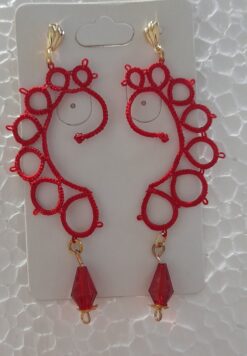 Brinco Frivolite Mod. CF71 Base Banhado À Ouro 14k Vermelho