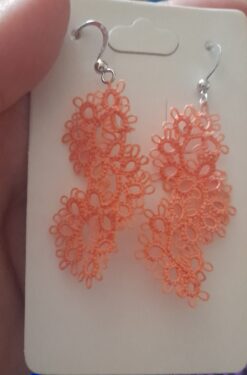 Brinco Frivolite Mod. CF121 Base Banhado À Ouro 18k Cor Coral