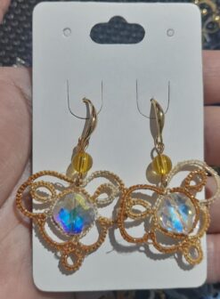 Brinco Frivolite Mod. CF143 Base Banhado À Ouro 18k Salmão