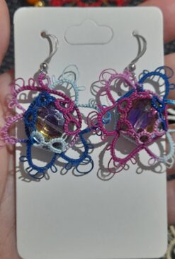 Brinco Frivolite Mod. CF151 Base Banhado À Ouro 18k Multicolor