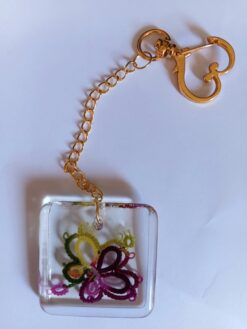 Chaveiro de Resina Com Detalhe Em Renda Frivolite Modelo AB1