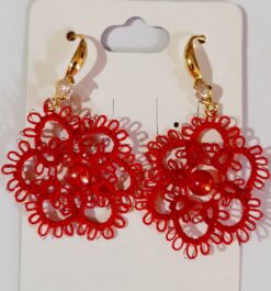 Brinco Frivolite Md. CF157 Base Banhado À Ouro 18k Vermelho
