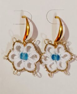 Brinco Frivolite Md. CF196 Base Banhado À Ouro 18k Branco