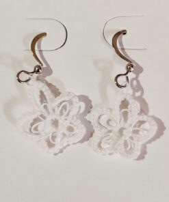 Brinco Frivolite Mod. CF153 Base Banhado À Ouro 18k Branco