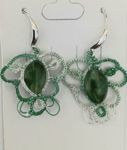 Brinco Frivolite Mod. CF159 Base Banhado À Ouro 18k Verde