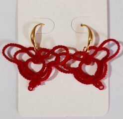 Brinco Frivolite Mod. CF160 Base Banhado À Ouro 18k Vermelho